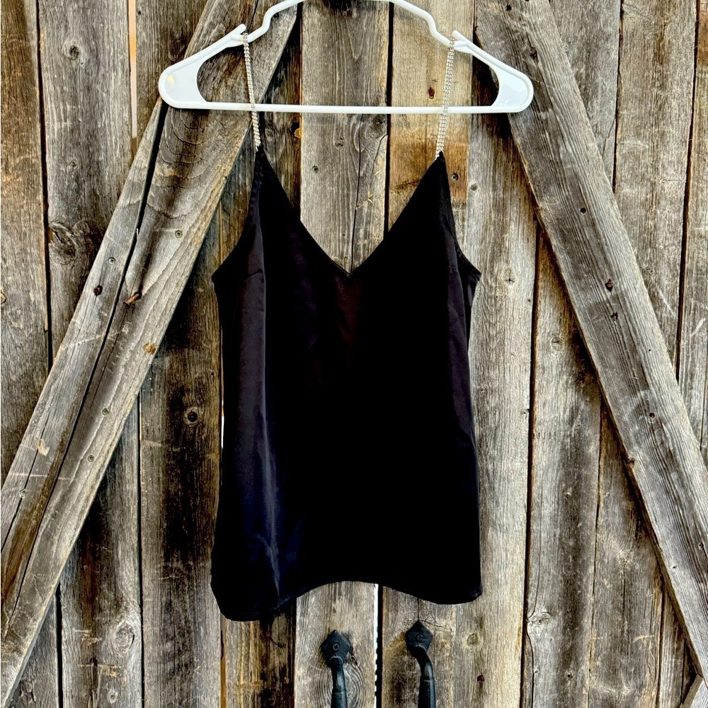 Satin top with sparkle straps